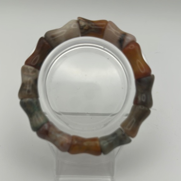 Coral Jade Bamboo Beads Bracelet - Picture 3 of 6